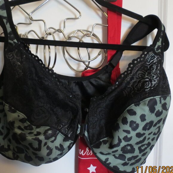 Like New 46F Wonderwire By Glamorise Front-Close Leopard Underwire Bra - Picture 1 of 4